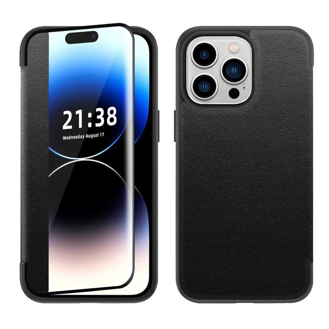 For Samsung S23 Case Vegan Leather Open View Window Folio Flap Phone Cover