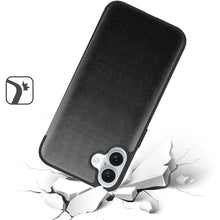 For iPhone 16 6.1inch Case PU Leather View Window Flap Cover + Tempered Glass