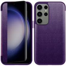 For Samsung Galaxy S24+ Plus Case PU Leather Cover with Clear View Window Flap