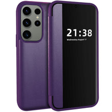 For Samsung Galaxy S24 Ultra Case PU Leather Cover with Clear View Window Flap