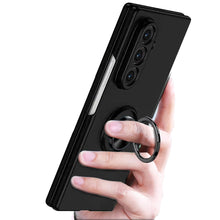 For Samsung Z Fold7 Case Rubberized Matte Metal RingStand Hybrid +Tempered Glass