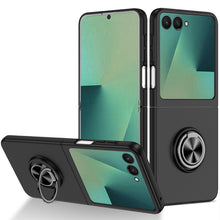 For Samsung Z Flip7 Case Rubberized Matte Metal RingStand Hybrid +Tempered Glass