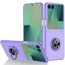For Samsung Z Flip7 Case Rubberized Matte Metal RingStand Hybrid +Tempered Glass