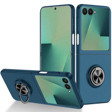For Samsung Z Flip7 Case Rubberized Matte Metal RingStand Hybrid +Tempered Glass