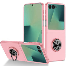 For Samsung Z Flip7 Case Rubberized Matte Metal RingStand Hybrid +Tempered Glass