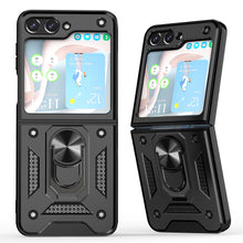 For Samsung Z Flip5 Case Ring Stand Hybrid with Push-up Camera Protector Cover