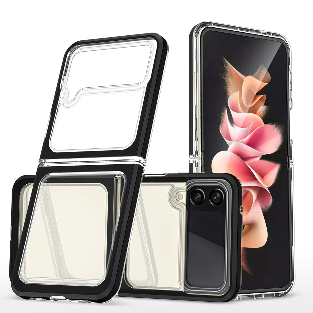 For Samsung Z Flip4 Case Transparent Back with Color Frame Hybrid Phone Cover