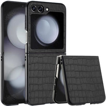 For Samsung Galaxy Z Flip 6 Case Vegan Leather Croc Design Hard Snap On Cover