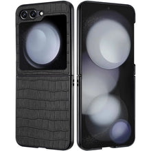 For Samsung Galaxy Z Flip 6 Case Vegan Leather Croc Design Hard Snap On Cover