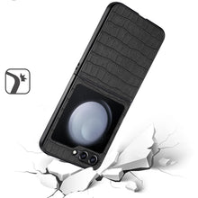 For Samsung Galaxy Z Flip 6 Case Vegan Leather Croc Design Hard Snap On Cover
