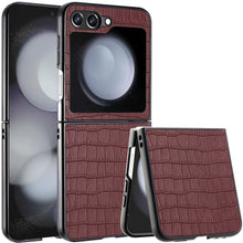 For Samsung Galaxy Z Flip 6 Case Vegan Leather Croc Design Hard Snap On Cover