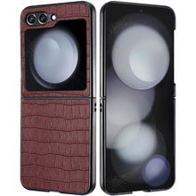 For Samsung Galaxy Z Flip 6 Case Vegan Leather Croc Design Hard Snap On Cover