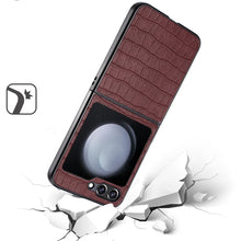 For Samsung Galaxy Z Flip 6 Case Vegan Leather Croc Design Hard Snap On Cover