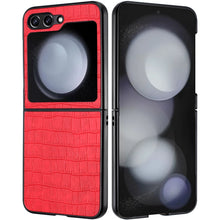 For Samsung Galaxy Z Flip 6 Case Vegan Leather Croc Design Hard Snap On Cover