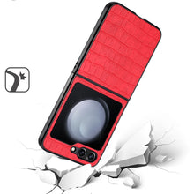 For Samsung Galaxy Z Flip 6 Case Vegan Leather Croc Design Hard Snap On Cover