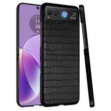 For Motorola Razr 2023(NonPlus) Case Vegan Leather Croc Design Hard SnapOn Cover