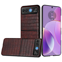 For Motorola Razr 2023 Case Premium PU Vegan Leather Croc Design Phone Cover