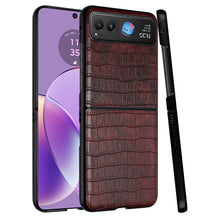 For Motorola Razr 2023 Case Premium PU Vegan Leather Croc Design Phone Cover