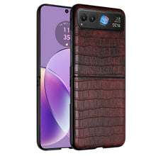For Motorola Razr 2023 Case Premium PU Vegan Leather Croc Design Phone Cover
