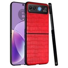 For Motorola Razr 2023 Case Premium PU Vegan Leather Croc Design Phone Cover