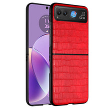 For Motorola Razr 2023 Case Premium PU Vegan Leather Croc Design Phone Cover