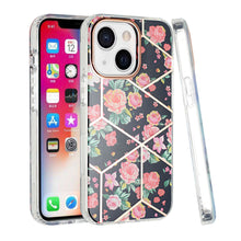 For iPhone 14 PRO Case Floral IMD Chrome Design Shockproof Hybrid Phone Cover