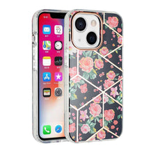 For iPhone 14 PRO Case Floral IMD Chrome Design Shockproof Hybrid Phone Cover