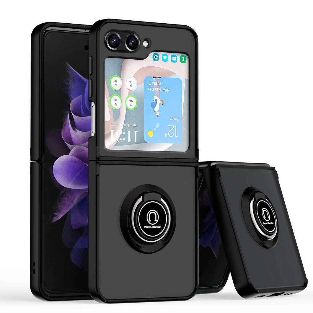 For Samsung Z Flip5 Case Rugged Phone Cover with Magnetic Ring doubles as Stand