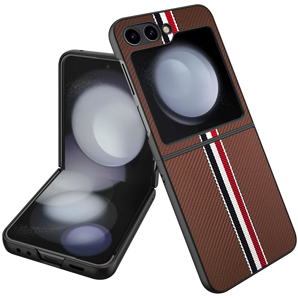 For Samsung Galaxy Z Flip 6 Case Fabric Phone Cover Premium PU Vegan Leather