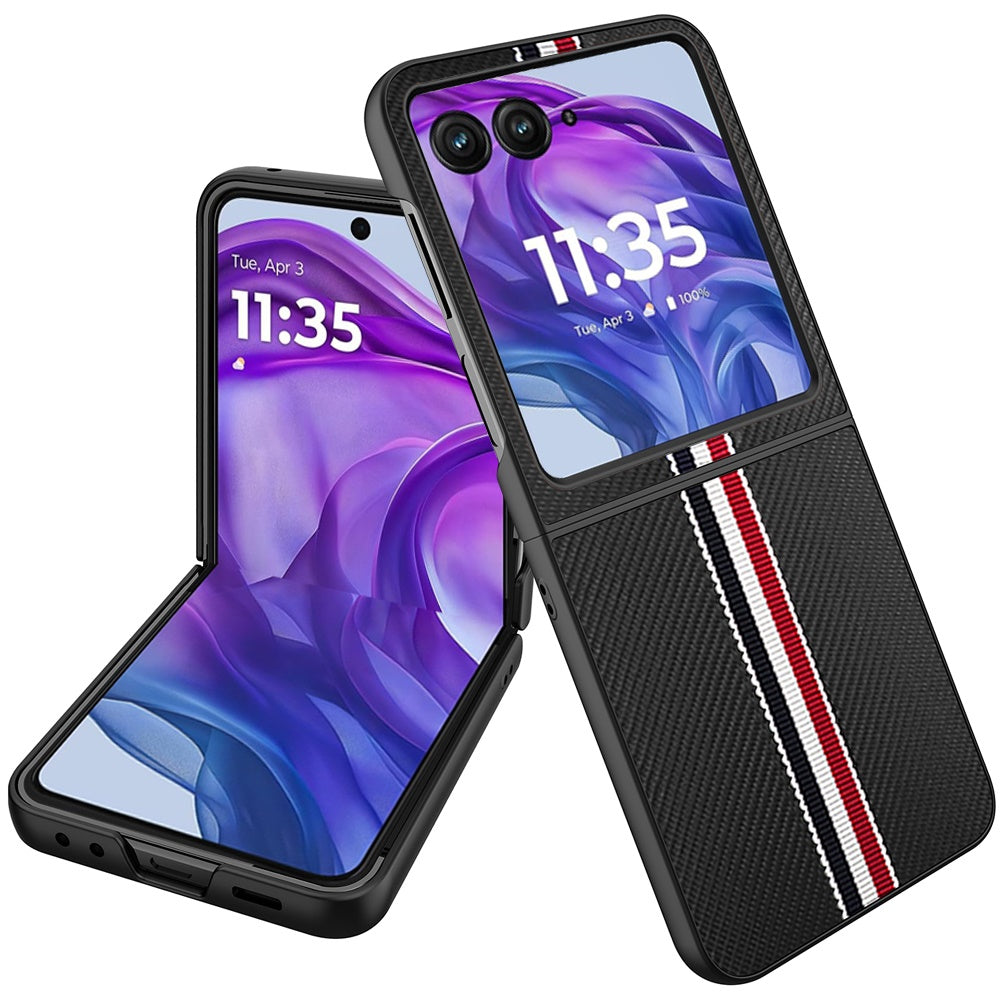 For Motorola Razr+ Plus 2024 Case Fabric Flip Phone Premium PU Leather Cover