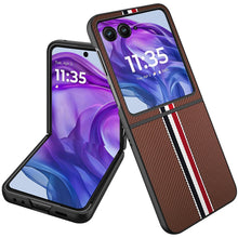 For Motorola Razr+ Plus 2024 Case Fabric Flip Phone Premium PU Leather Cover