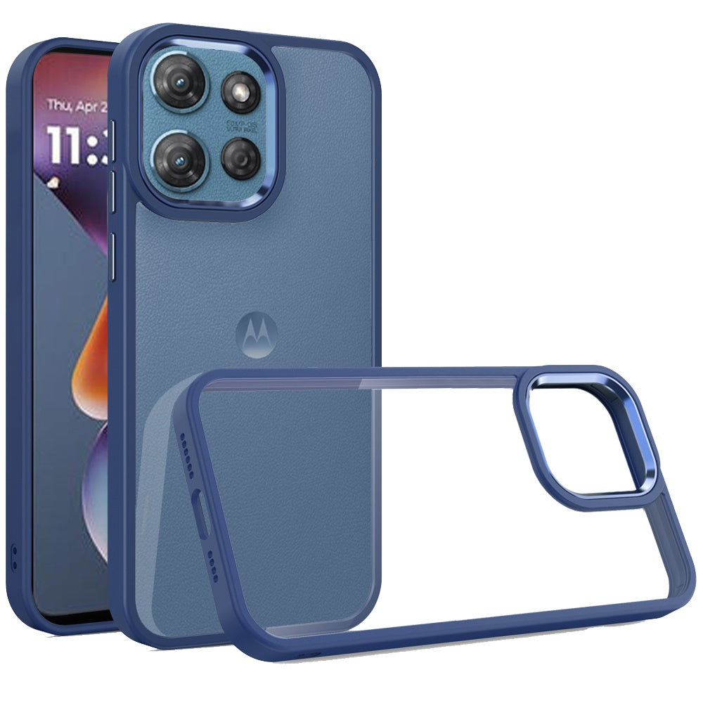 For Moto G 2025 Case Protective w/ Metallic Buttons Raised Edge + Tempered Glass