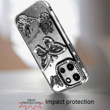For Moto G 2025 Case Bling Butterflies 3D Full Glitter Cover + Tempered Glass