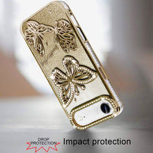 For iPhone Air Case Bling Butterflies 3D Glitter Phone Cover + Tempered Glass