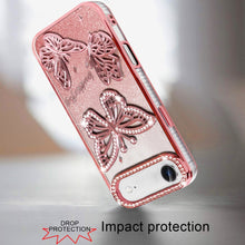 For iPhone Air Case Bling Butterflies 3D Glitter Phone Cover + Tempered Glass