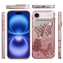 For iPhone Air Case Bling Butterflies 3D Glitter Phone Cover + Tempered Glass