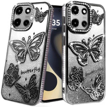 For Motorola Edge 2025 Case Bling Butterflies 3D Shimmering Glitter Phone Cover
