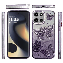 For Motorola Edge 2025 Case Bling Butterflies 3D Shimmering Glitter Phone Cover