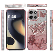 For Motorola Edge 2025 Case Bling Butterflies 3D Shimmering Glitter Phone Cover