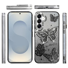 For Samsung S26+ Plus Case Bling Butterflies 3D Glitter Cover + Tempered Glass