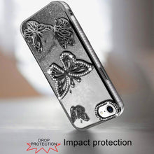 For iPhone 16e Case Bling Butterflies 3D Glitter Phone Cover + Tempered Glass