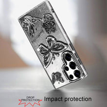 For Samsung S25 Ultra Case Bling Butterflies 3D Glitter Cover + Tempered Glass