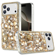 For iPhone 17 Pro Max Case Full Diamond Bling 3D Jewel Ornaments +Tempered Glass