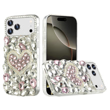 For iPhone 17 Pro Max Case Full Diamond Bling 3D Jewel Ornaments +Tempered Glass
