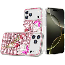 For iPhone 17 Pro Max Case Full Diamond Bling 3D Jewel Ornaments +Tempered Glass