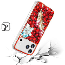 For iPhone 17 Pro Max Case Full Diamond Bling 3D Jewel Ornaments +Tempered Glass