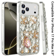 For iPhone 17 Pro Max Case Full Diamond Bling 3D Jewel Ornaments +Tempered Glass