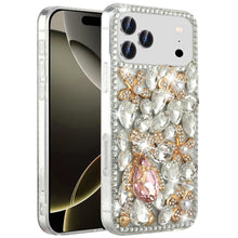 For iPhone 17 Pro Max Case Full Diamond Bling 3D Jewel Ornaments +Tempered Glass