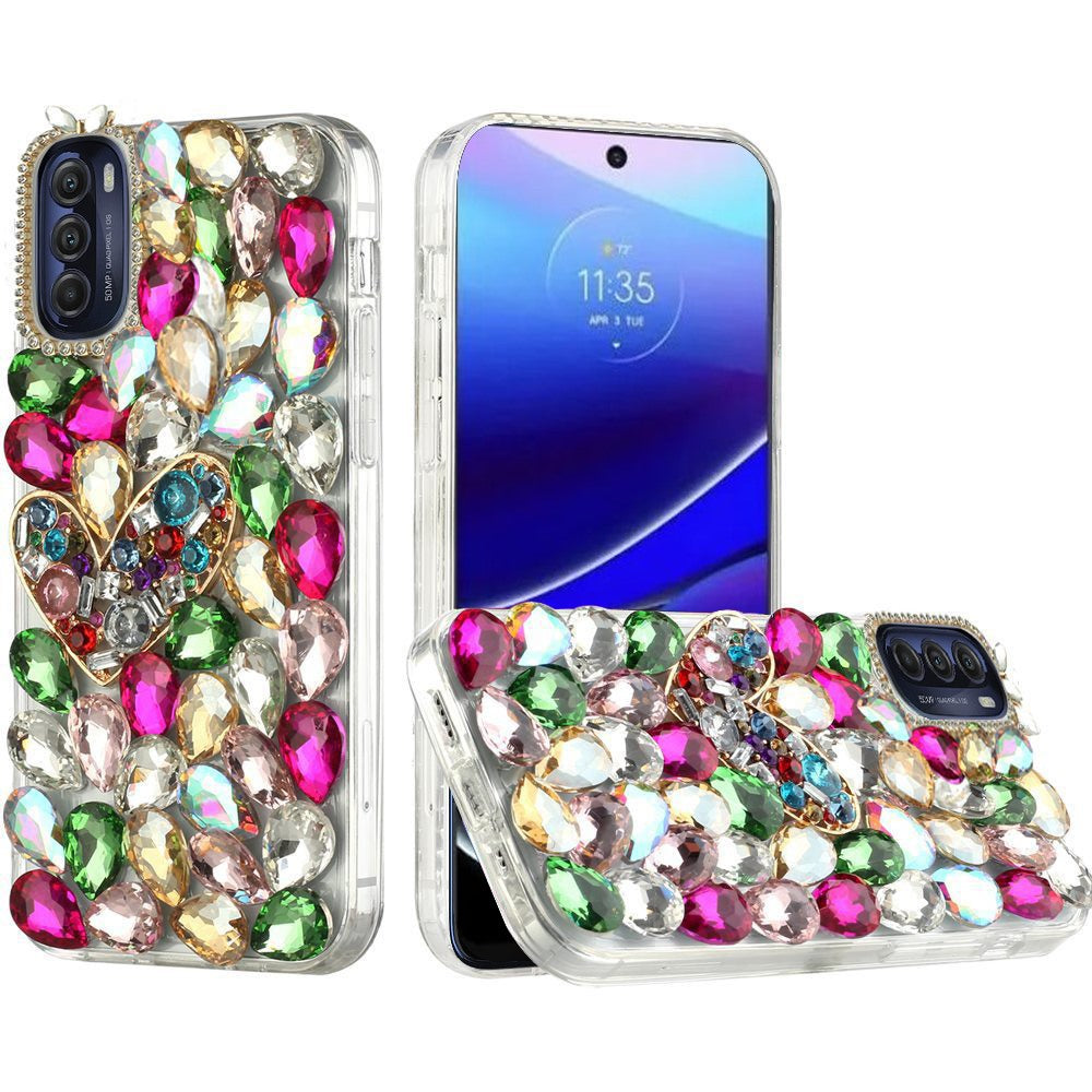 For Motorola Edge+ Plus(2023) Case Full Diamond Bling  with Ornaments Hard Cover