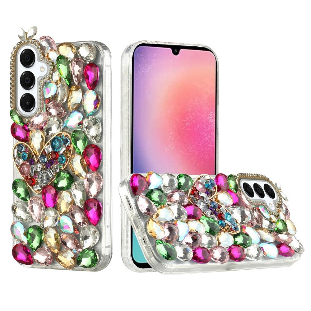 For Samsung A26 5G Case Full Bling Rhinestones Phone Cover + Tempered Glass
